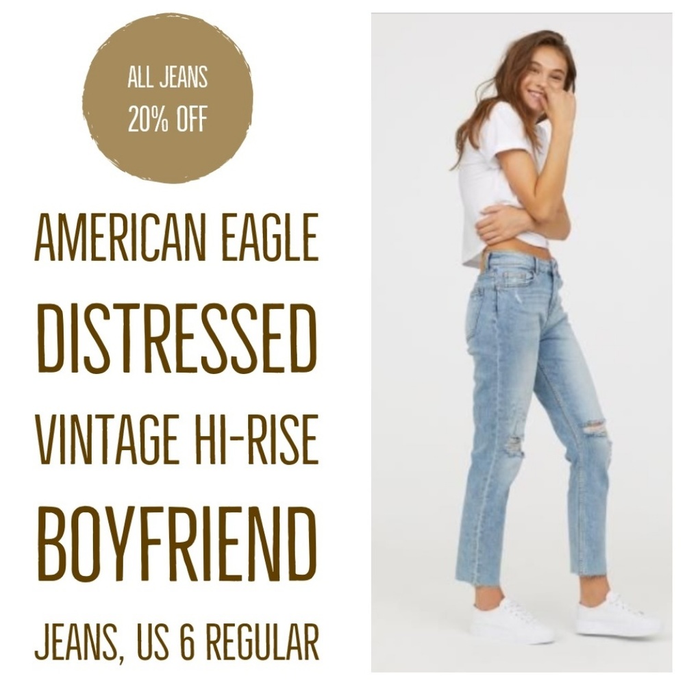 American Eagle Distressed Hi-Rise Boyfriend Jeans